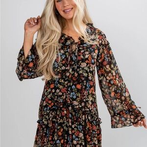 Floral Dress with Bell Sleeves